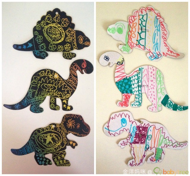 忘了介绍同一天出品的各色恐龙刮画与涂鸦